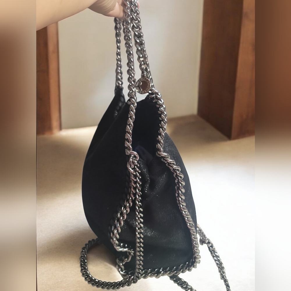 Stella McCartney Black Shaggy Deer Falabella Chain Crossbody Bag - Picture 7 of 16